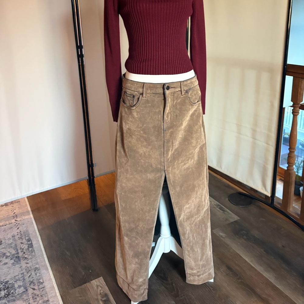 BDG Tan Maxi Skirt with Front Slit